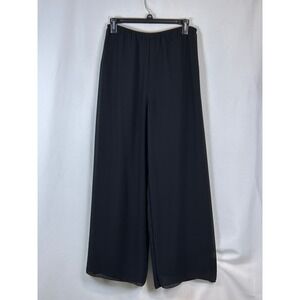 Alex Evenings Wide Leg Pants Womens PM Black Excellent Chiffon Formal Palazzo